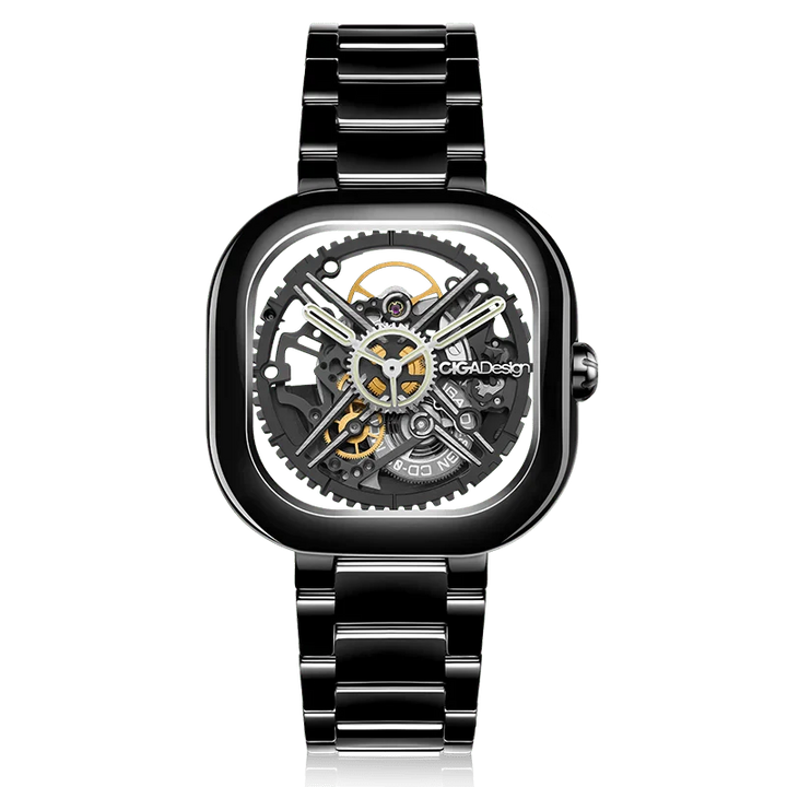 CIGA Design Y Series Watch: Eastern Jade Black Skeleton with Luminous Ceramic Case Black Automatic