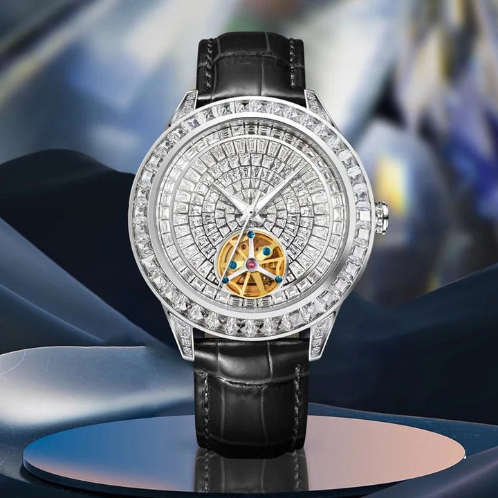 Haemmer Jacob&Co Men's Watch: Diamond Tourbillon with Leather Strap
