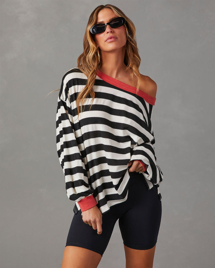 Morwenna Striped Long Sleeve Top Black Combo