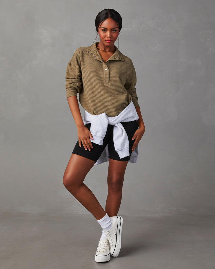 Kinsleigh Collared Pullover Sweater Olive