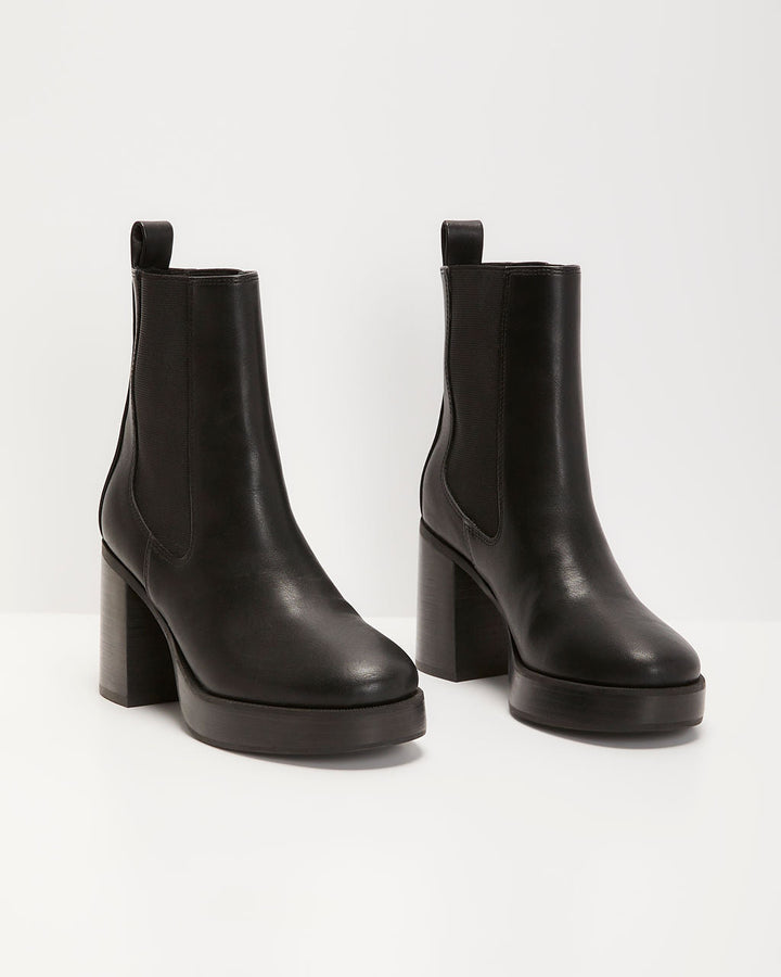 Teo Faux Leather Platform Heeled Boots