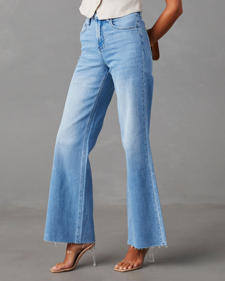 Aleesia Stretch Mid Rise Wide Leg Jeans