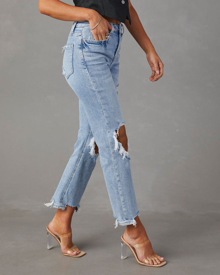 Jolee High Rise Distressed Cropped Jeans