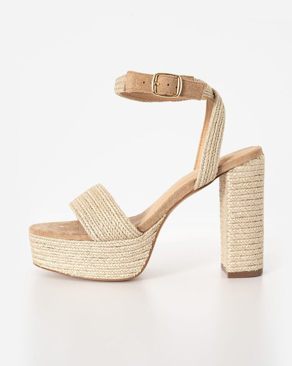 Willow Heeled Platform Sandal Natural
