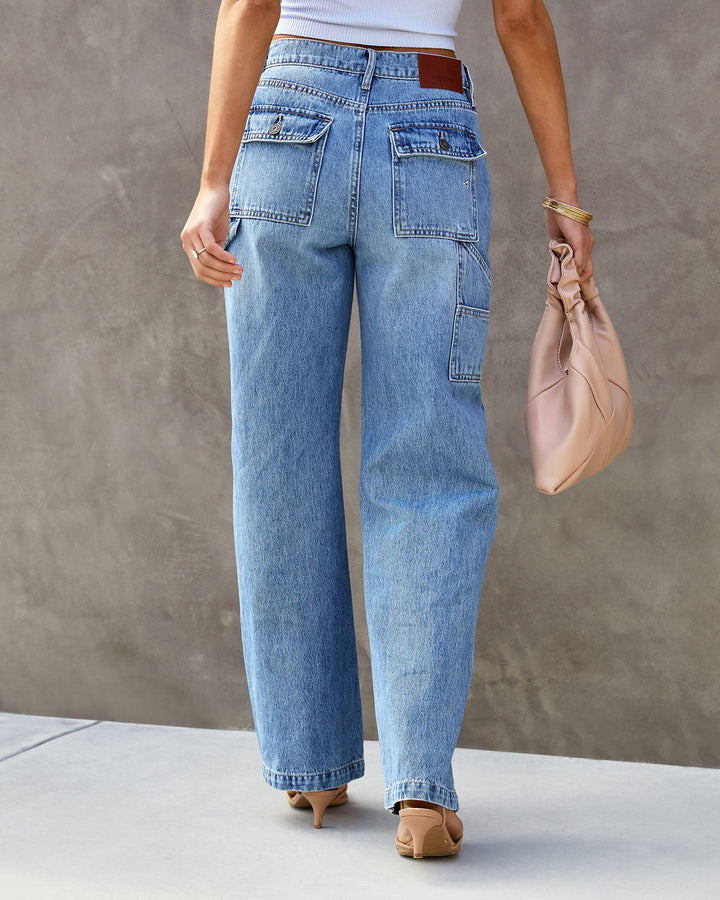 Laurent High Waisted Carpenter Wide Leg Jeans