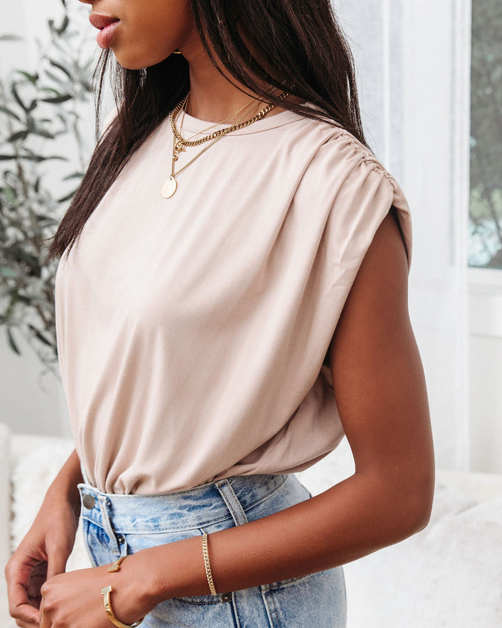 Romi Crew Neck Bodysuit Light Taupe