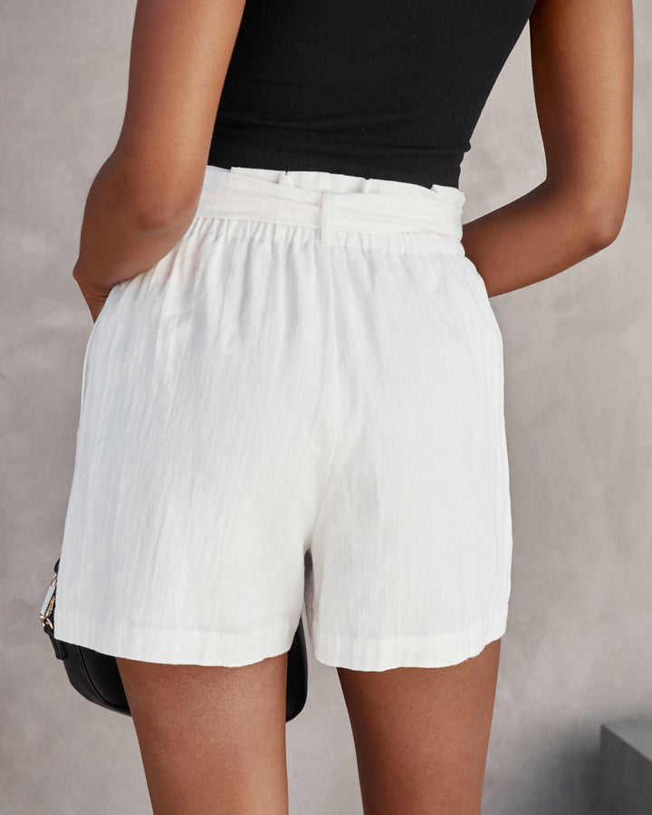 Shawna Cotton Pocketed Paper Bag Shorts